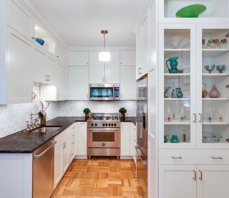 White kitchen with built-in hutch