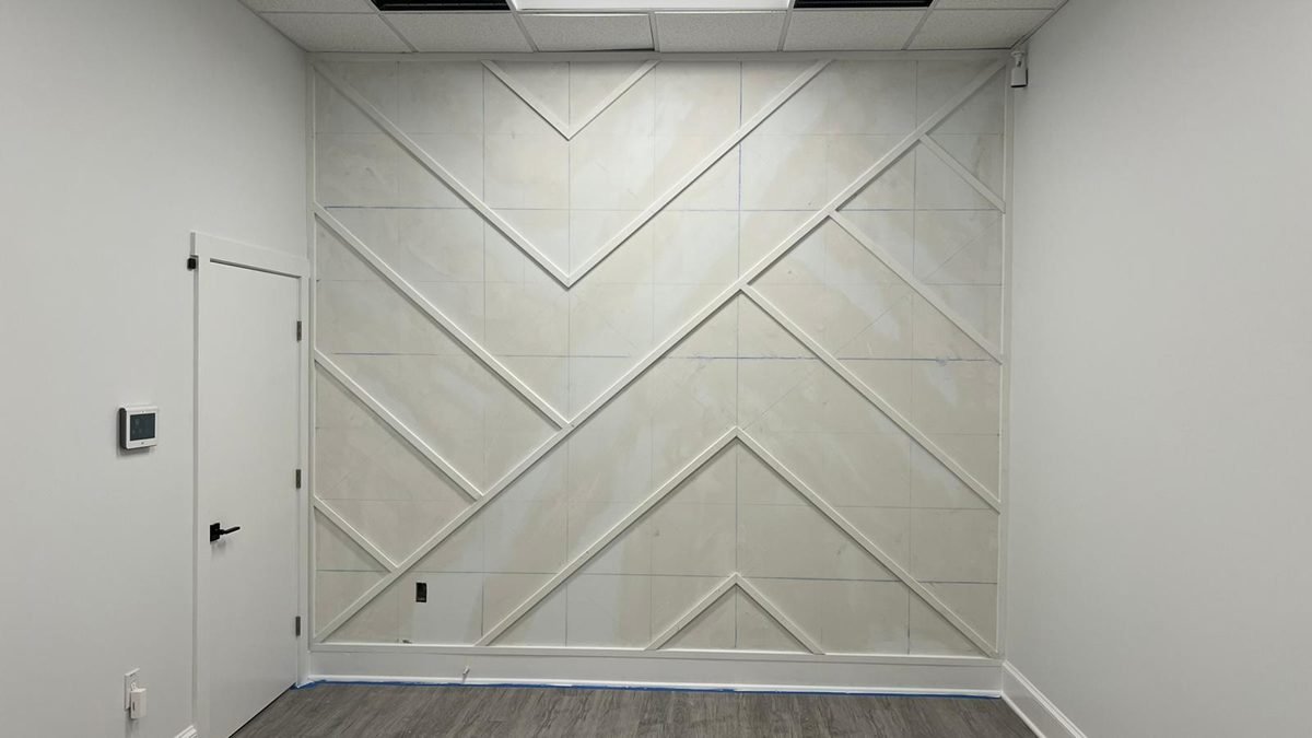 Chevron wood accent wall