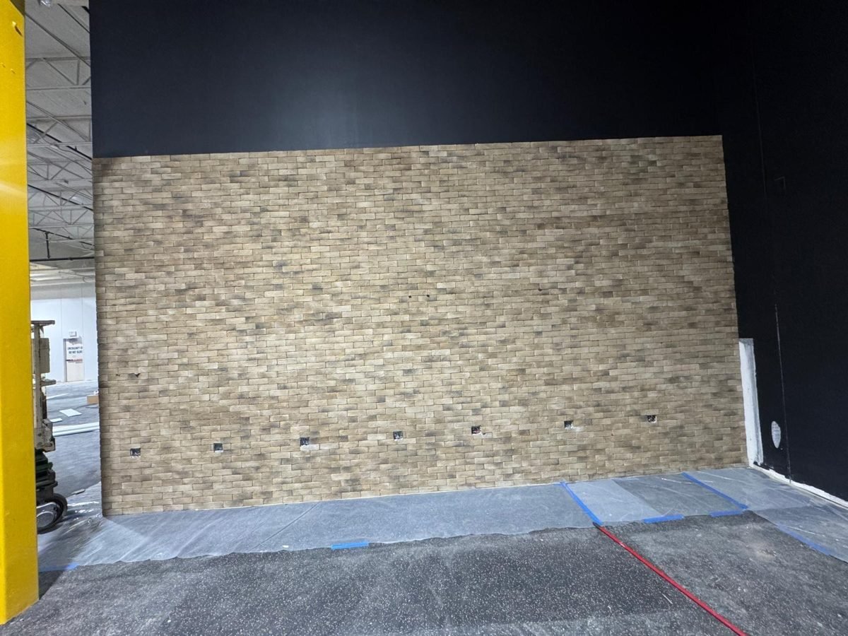 Stone veneer accent wall