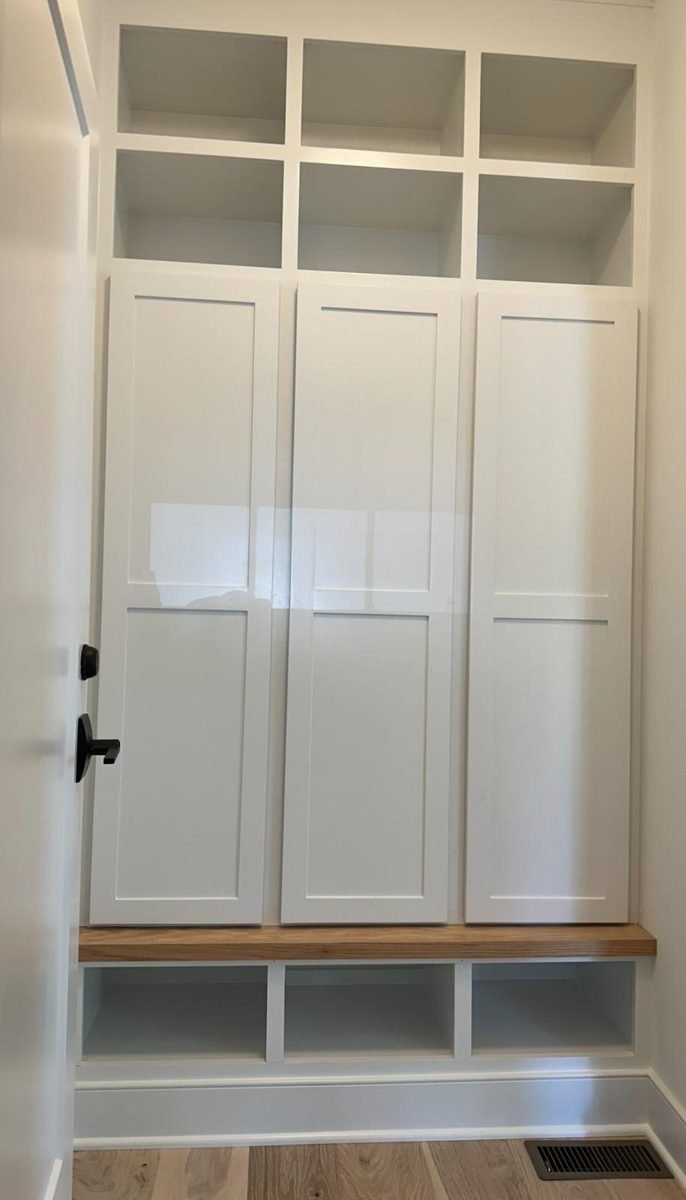 White built-in lockers
